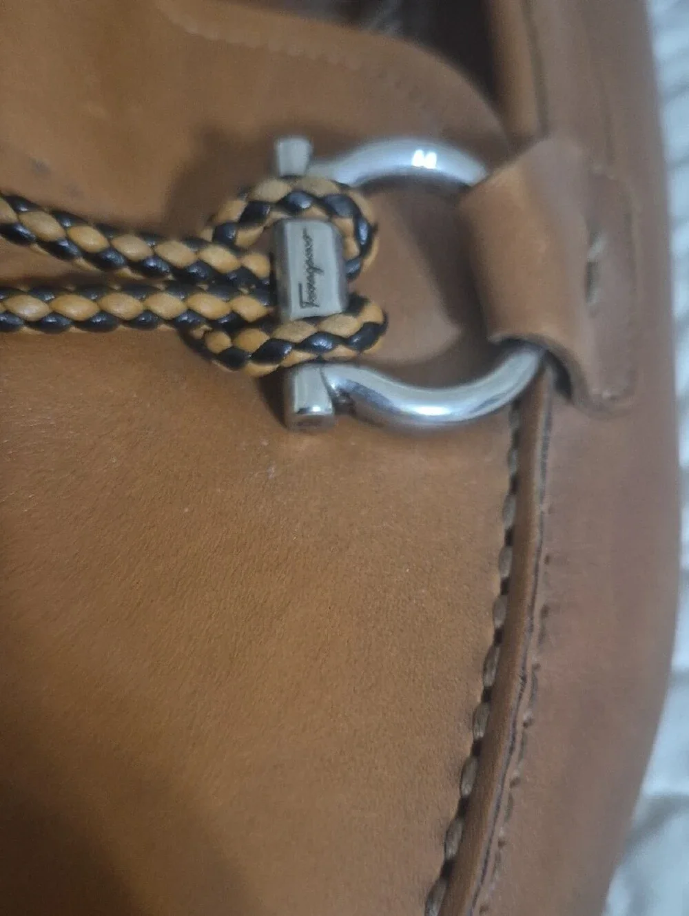 Salvatore Ferragamo Tan Leather Bit-Trim Loafers Size 11.